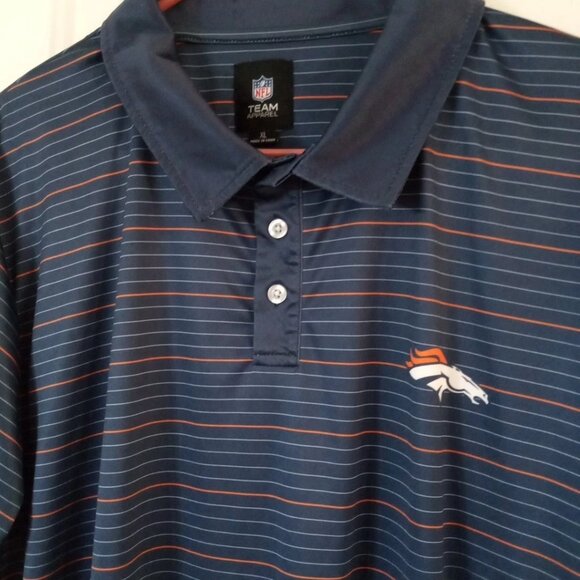 NFL Team Apparel- Denver Broncos Polo Shirt Men’s XL Striped 100% Polyester - Picture 2 of 7